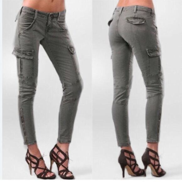 J BRAND Houlihan Vintage Olive Cargo Ankle Zip Low Rise Jeans Sz 31 - Picture 1 of 15